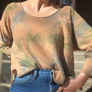 Anthropologie 100% Cashmere Pullover Tie-Dye Sweater